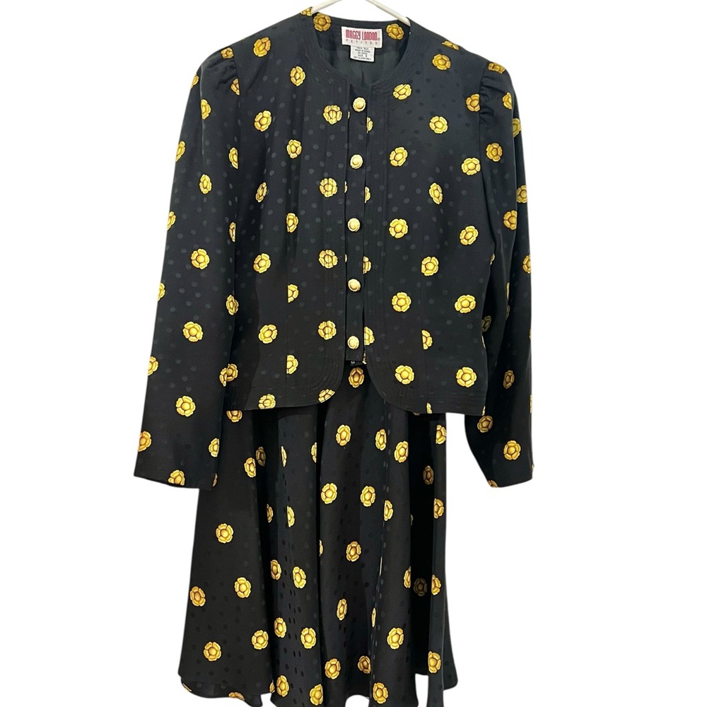Maggy London Vintage Silk Skirt Suit Set 90s Floral Old Money Mob Wife Petites - Picture 6 of 14